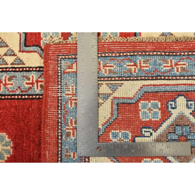 Kazak Rug 8'2'' X 9'8'' Red Wool Geometric Hand-Knotted Oriental Carpet For Sale - Image 12 of 12