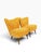 Mid-Century Modern Pair of Danish Modern Cocktail Chairs | Curved Winged Backs in Golden Mustard Tweed | Tapered Wood Legs | C. 1950s For Sale - Image 3 of 15
