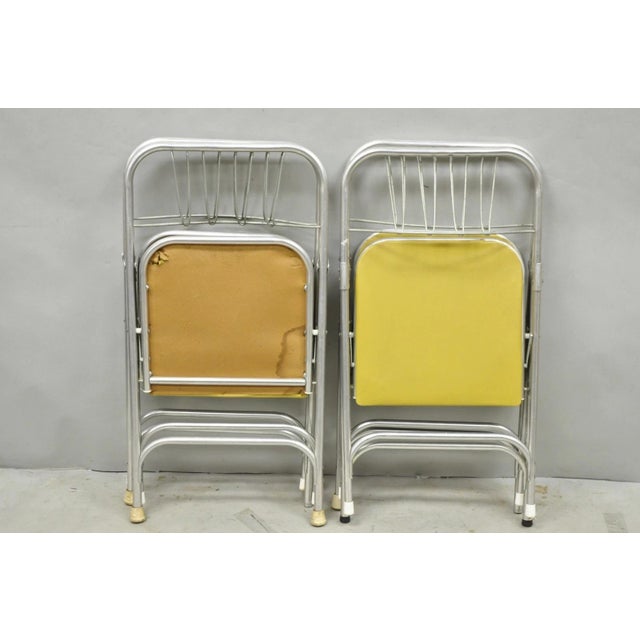 Vintage Mid Century Modern Aluminum Folding Dining Chairs by Airlite - Set of 4 For Sale - Image 13 of 18