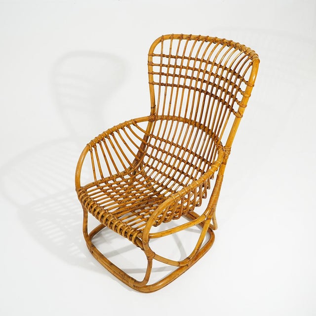 Mid-Century Modern Rattan and Woven Cane Armchair, 1960s For Sale - Image 3 of 15
