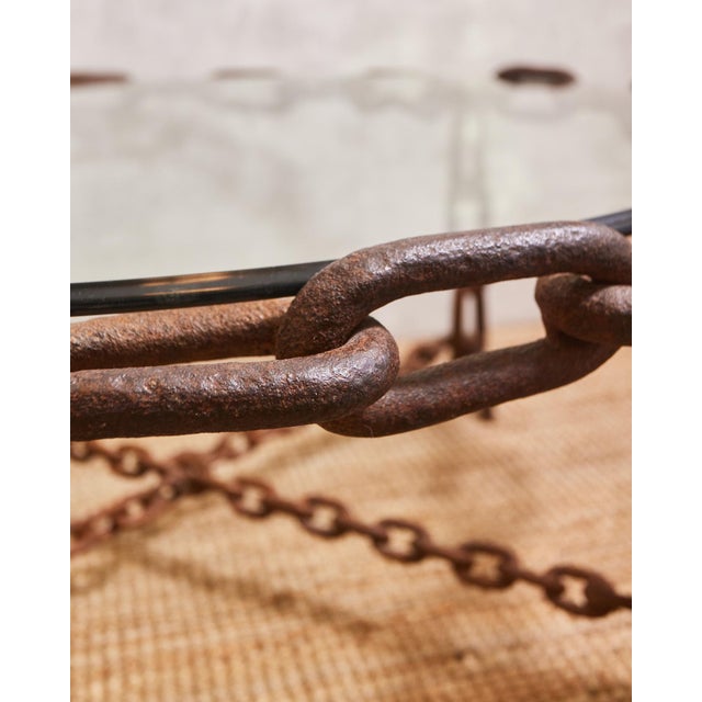 Vintage Brutalist Linked Chain Round Coffee Table For Sale - Image 10 of 14