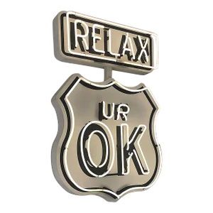 "Relax Ur Ok" Small Neon Contemporary Street Sign Sculpture by Scott Froschauer