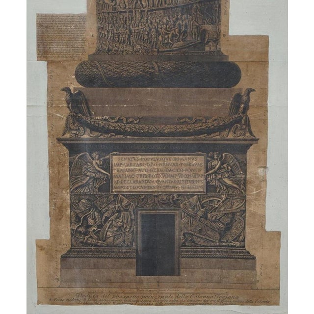 Giovanni Battista Piranesi, Trofeo or Sia Magnifica Columns, 1860, Engravings on Canvas, Set of 2 For Sale - Image 12 of 17