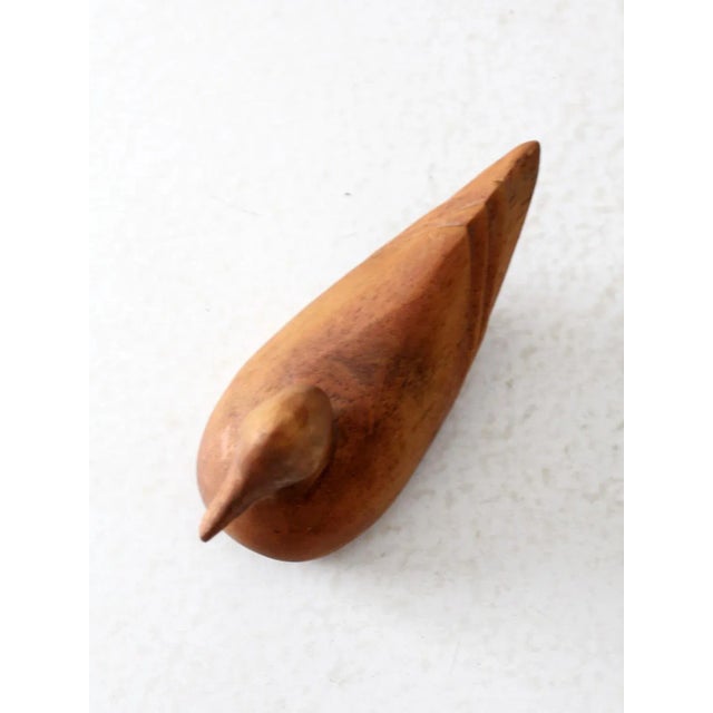 Mid 20th Century Vintage Hand-Carved Wood Duck For Sale - Image 5 of 10