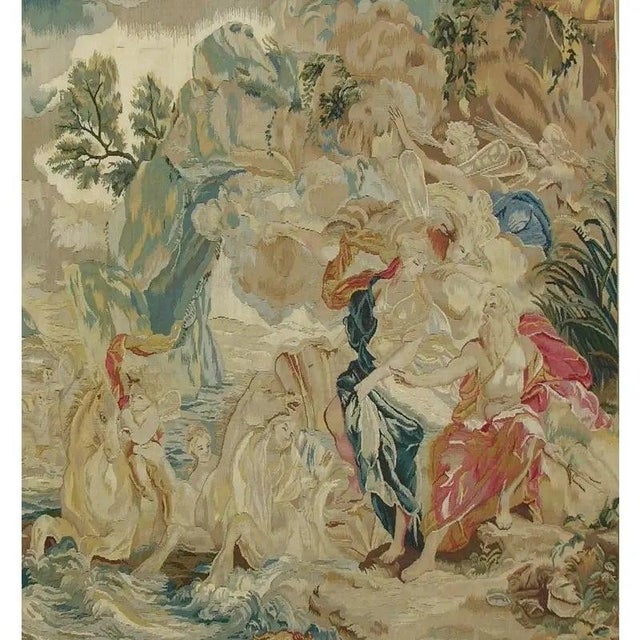 Tan Vintage Tapestry Depicting Angels For Sale - Image 8 of 8