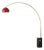 Mid-Century Modern Arc Floor Lamp, Crimson Red Shade, Brass Body, Marble Base For Sale