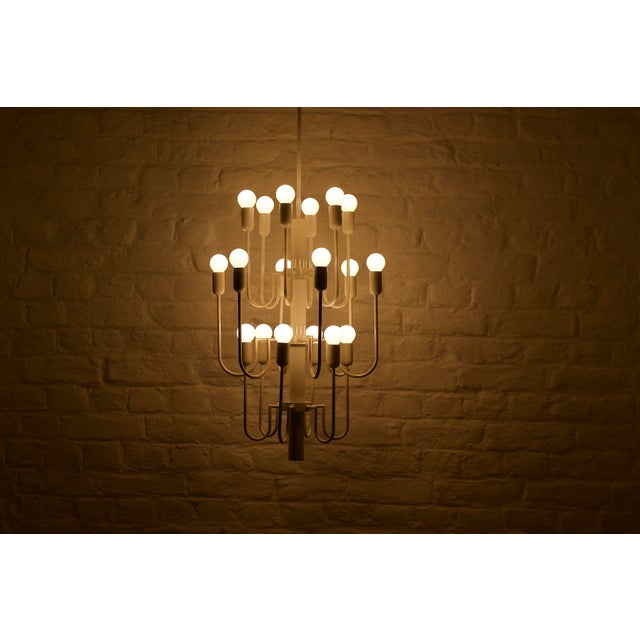 Large White Candlestick Chandelier, 1970 For Sale - Image 4 of 6