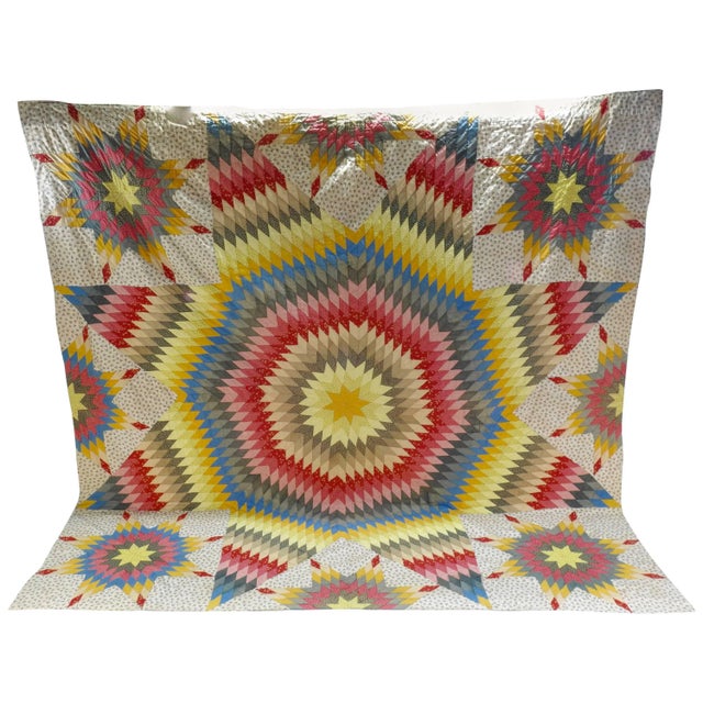 Vintage Handmade Star Quilt For Sale - Image 11 of 11