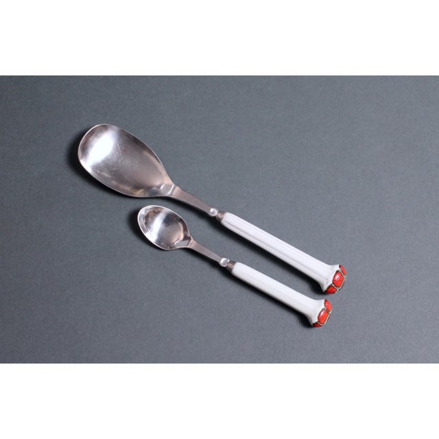 1970s Boho Chic Denby Regency Jewel White flatware 1 serving spoon For Sale - Image 13 of 17