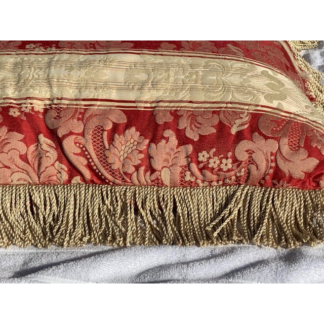 French Italianate Scrolled Square Silk Pillow For Sale - Image 3 of 12