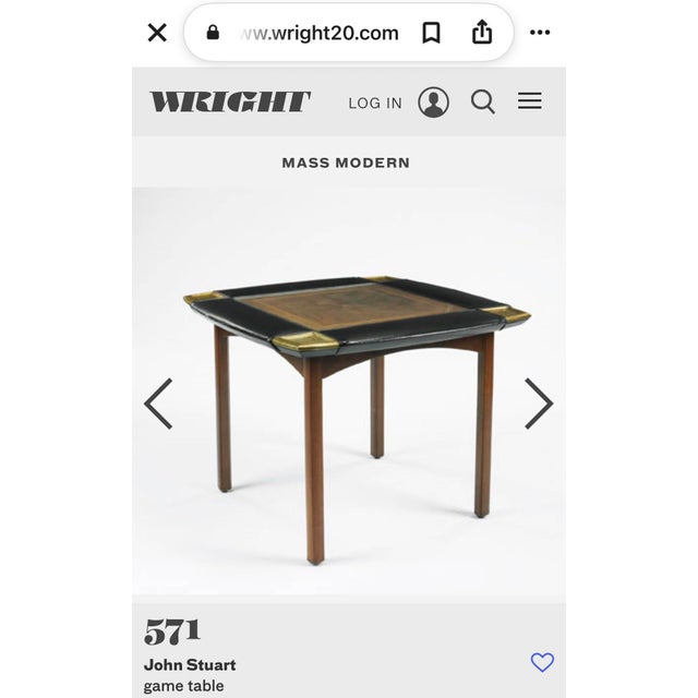 Brass 1960s John Stuart Game Table in Walnut Leather and Brass For Sale - Image 8 of 8