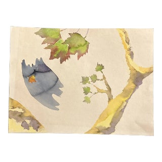 1970’s Vintage Abstract Organic Watercolor Painting For Sale