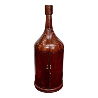 Vintage Mahogany & Bronze French Champagne Bottle Bar For Sale