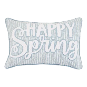 Happy Spring Embroidered Pillow, 18" x 12"