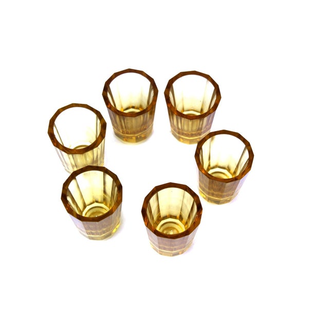 Mid-Century Amber Glass Liqueur Set from Moser Karlsbad, Set of 7 For Sale - Image 14 of 18