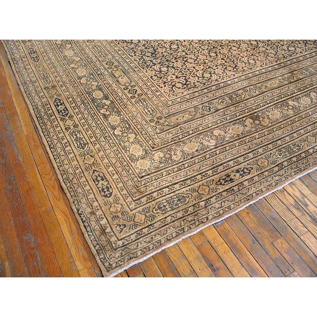 Late 19th Century 1890s Blue Navy Herati Tribal Antique n.e. Persian Khorassan Moud Rug 11'6" X 15'2" Handknotted Wool Carpet For Sale - Image 5 of 6
