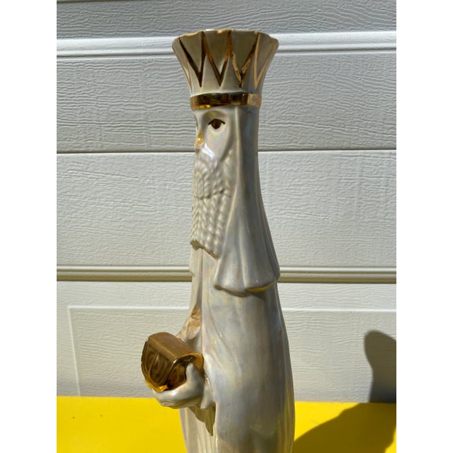 Mid-Century Modern Opalescent Ceramic King Figure For Sale - Image 3 of 7