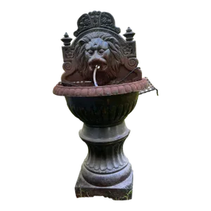 19th Century Cast Iron Neoclassical Style Lion Mask Urn-Form Garden Wall Fountain