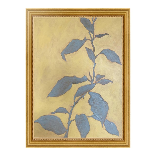 Abstract Botanical Acrylic Painting on Canvas, Framed 18" X 22 " Original Modern Organic Art by Tatiana Duperault For Sale