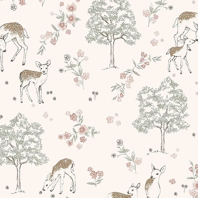 Borastapeter Deer Love Wallpaper in Blush For Sale