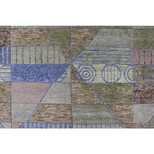 Textile Large Piled Scandinavian Sub-Geometric Modern Rug by Keivan Woven Arts 10'1 X 14 For Sale - Image 7 of 12