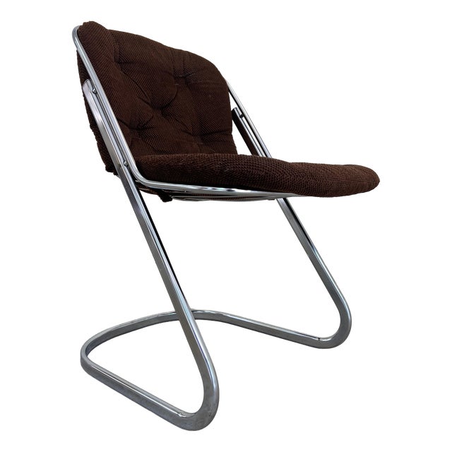 Cantilever Chair in Chrome with Brown Upholstery by Gastone Rinaldi, 1970s For Sale