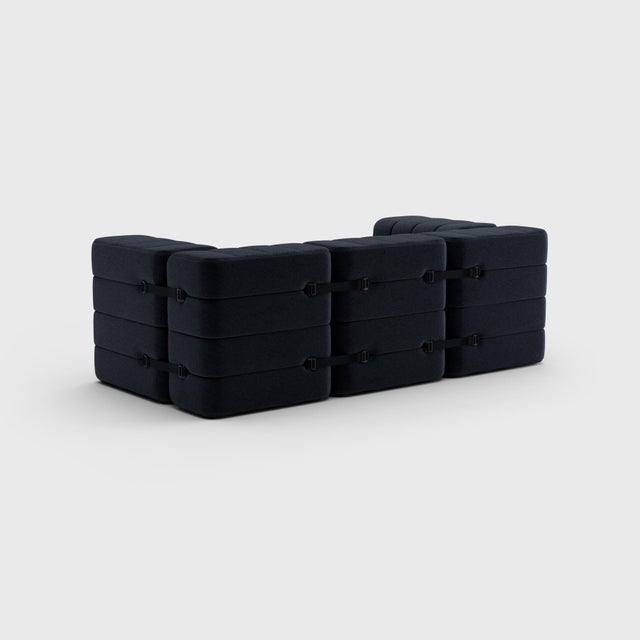 Contemporary Curt Modular Set - Flexible 2-Seater with Armrests - Jet - 9806 (Dark Grey) by Ambivalenz, Set of 7 For Sale - Image 3 of 5