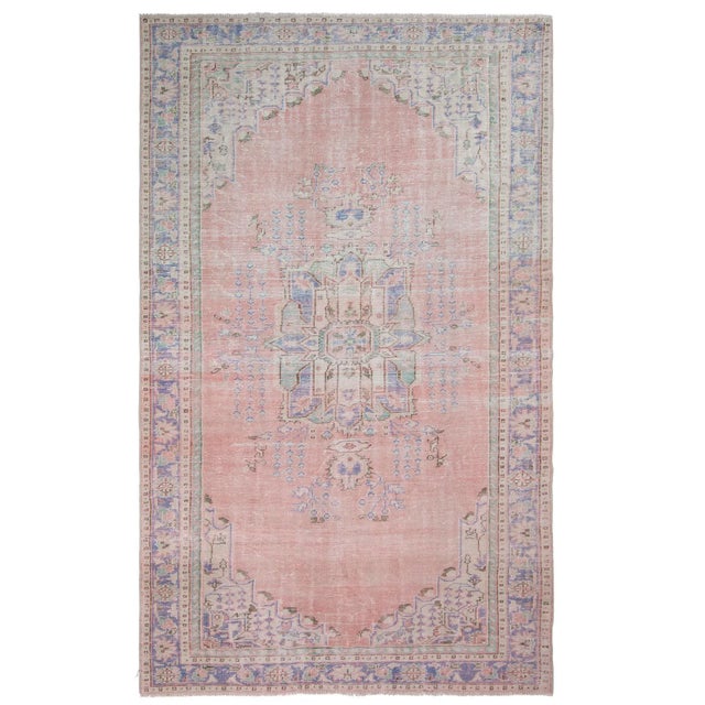 Mid 20th Century 1960s Vintage Distressed Oushak Rug - 6′6″ × 10′9″ For Sale - Image 5 of 5
