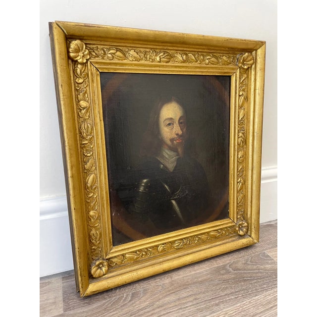 17th Century British 17th Century Oil Painting Portrait of Royal Monarch King Charles 1st Wearing Armour For Sale - Image 5 of 13