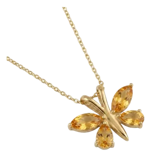 Citrine Butterfly Style Gemstone Pendant - November Birthstone Pendant for Her