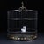 Late 19th Century Dark Wood Birdcage With Mother-of-Pearl Inlay and Porcelain Cups For Sale - Image 10 of 10