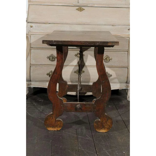 Mid 19th Century 19th Century Italian Stretchered Table With Lyre Legs For Sale - Image 5 of 11