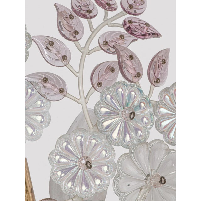 1950s Wall Sconces with Crystal Flowers, Set of 2 For Sale - Image 5 of 9