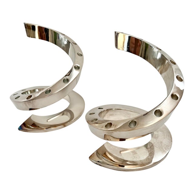 Dansk Spiral Candle Holders - a Pair For Sale