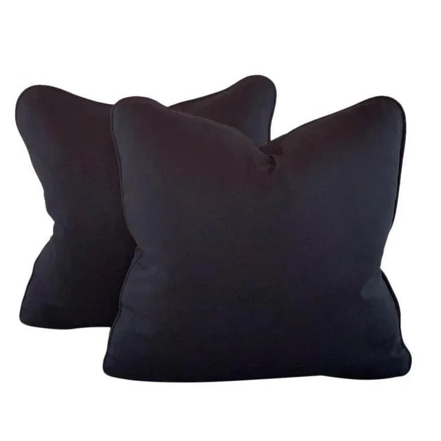 P. Kaufmann Waverly Black Solid Cotton Pillow Covers- a Pair For Sale - Image 9 of 9