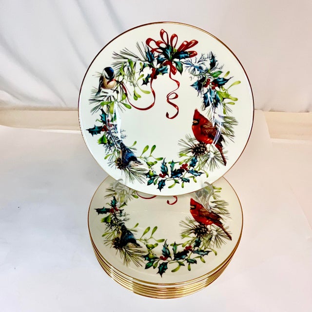 Ruby Red 1990s Vintage Americana Arts & Crafts Boho Chic Christmas Lenox Winter Greetings - 24 PCS Set, Service for 8 For Sale - Image 8 of 15
