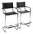 Pair of Vintage Chrome and Black Sling Bar Stools, Bauhaus Style For Sale