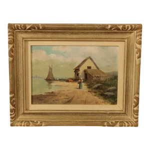 Wilfred P. Davison 'Fishermans House' Original Oil Painting