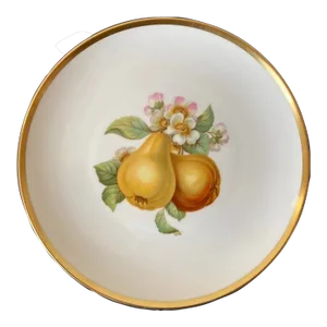 Mid 20th Century Bavarian Porcelain Pear Fruit and Golden Rim Serving Plate by Hutschenreuther Selb