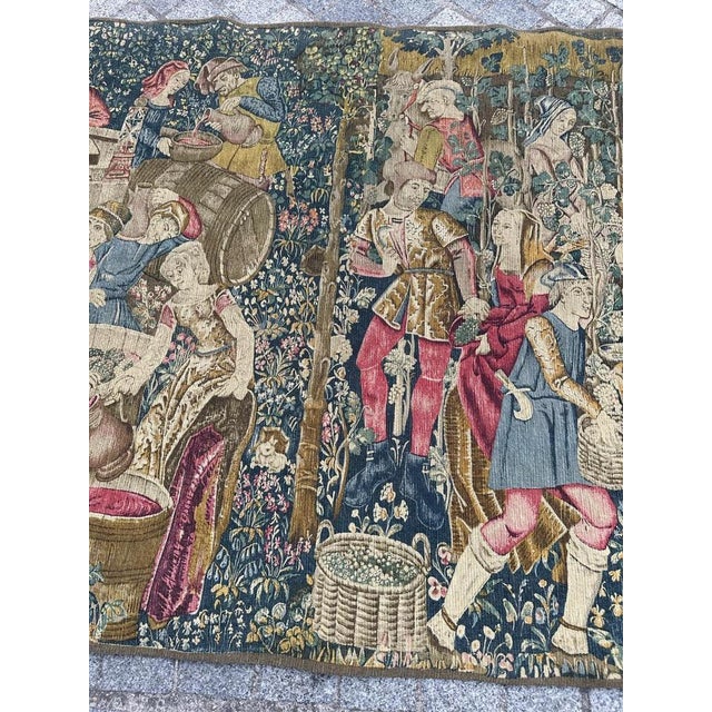 Vintage French Hand Printed Tapestry Vendanges Design, 1950s For Sale - Image 3 of 18