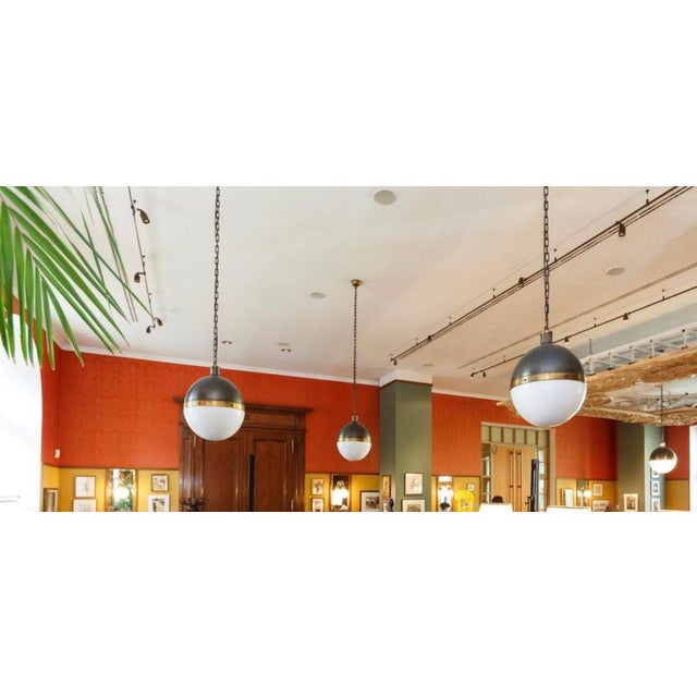 Gold Hicks Pendant Light in Bronze and Glass by Thomas Obrien For Sale - Image 8 of 15
