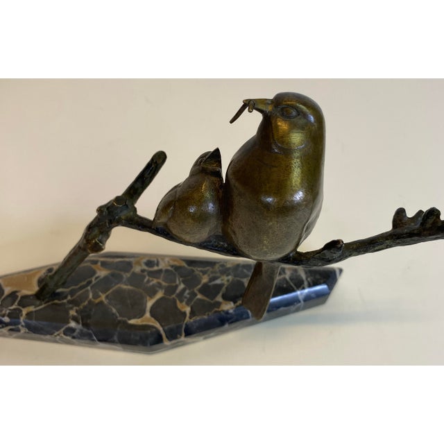 Stone André Vincent Becquerel Art Deco Bronze Bird Sculpture on Portoro Marble Base For Sale - Image 7 of 7
