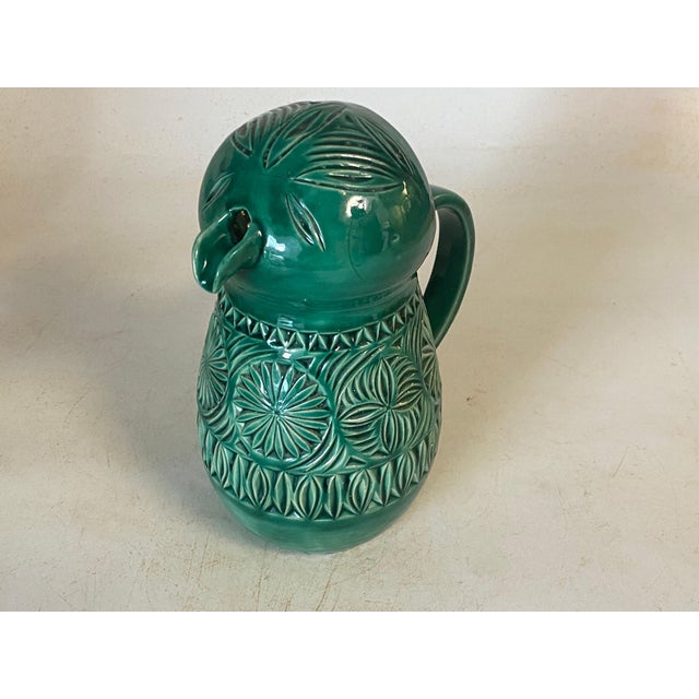 English Majolica Green Bird Jug, 1960 For Sale - Image 13 of 14