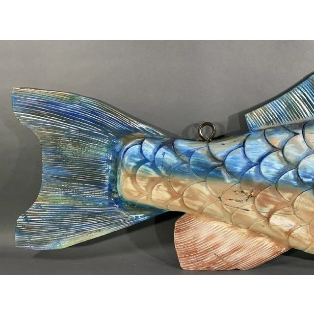 Six Foot Carved Wood Fish For Sale In Boston - Image 6 of 7