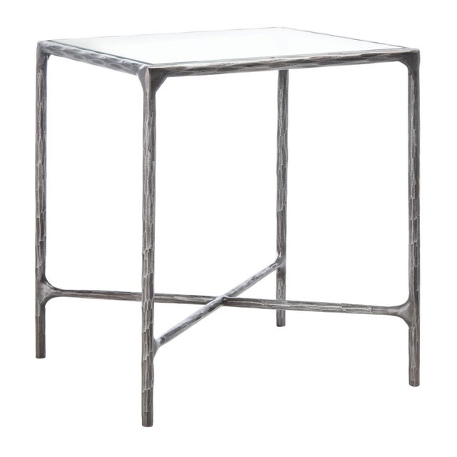Jessa Metal Square End Table in Silver with Glass Top For Sale In Philadelphia - Image 6 of 7