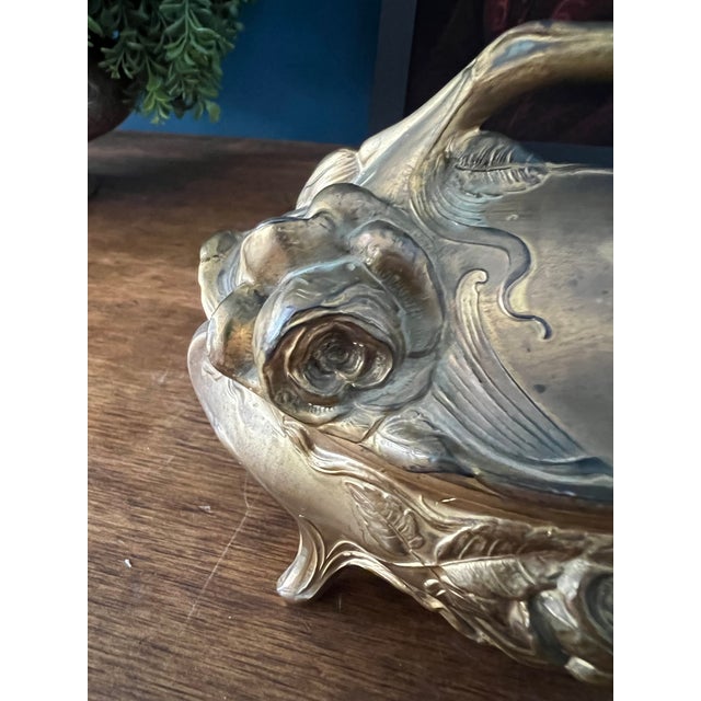 Metal Antique Art Nouveau Brass Jewelry Casket For Sale - Image 7 of 18