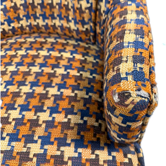 Set of 4 Vintage Mid-Century Modern Club Chairs — Houndstooth Plaid on Casters For Sale - Image 9 of 10