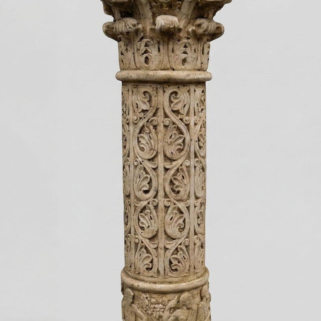 Neo-Renaissance Style Sculpted Columns in Reconstituted Stone, 1900s, Set of 2 For Sale - Image 4 of 11
