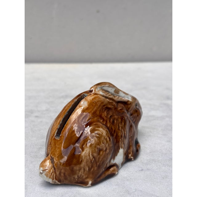 1900 - 1909 French Majolica Rabbit Money Bank Circa 1900 For Sale - Image 5 of 7