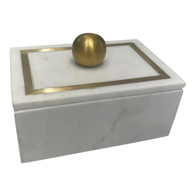 Transitional Modern Marble Trinket Box For Sale